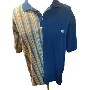 X L  Mens  / Vintage  Polo Shirt Blue Color Block / Brooklyn Xpress  GREAT Cond.